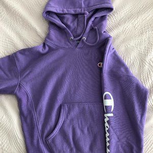 Champion Script Sleeve Hoodie Sweatshirt